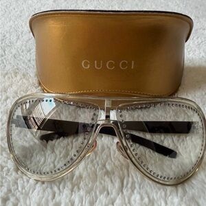 Gucci clear crystal studded sunglasses